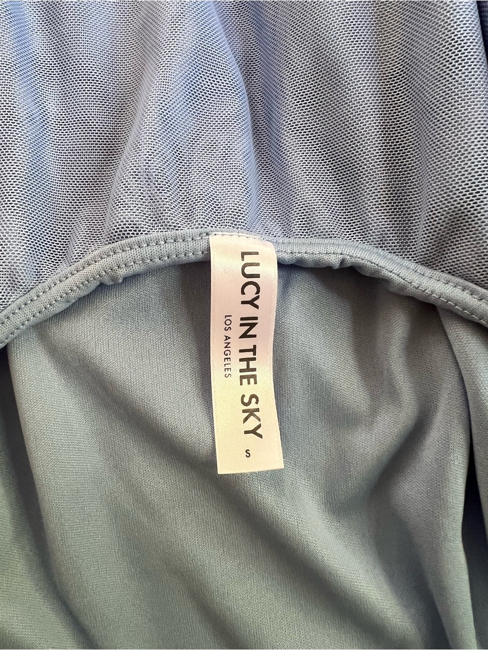 Lucy in the Sky Pale Blue Mesh-Trim Dress